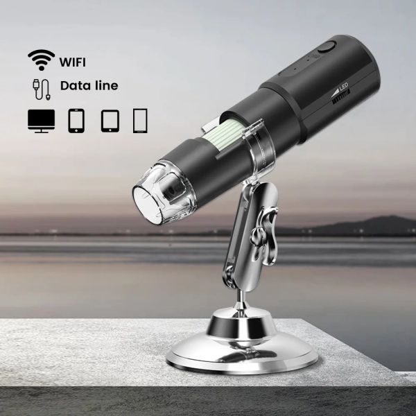 Analizador de mano 1000X Wifi USB microscopio digital aumento microscopio biológico analizador de piel detector de piel inspección del cuero cabelludo del cabello