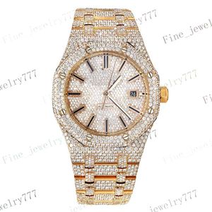 Anant Jewels Luxury Gold Moissanite Watch Roman Number Hoge kwaliteit Hip Hop Volledige CVD Diamond Watch Mens Iced Out Quartz Watches