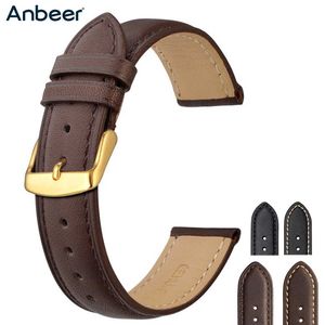 Anbeer Retro Horlogeband 14mm 16mm 18mm 19mm 20mm 21mm 22mm 23mm 24mm Mannen Vrouwen Vervangende Riem Gold Buckle Casual Watch Strap H0915