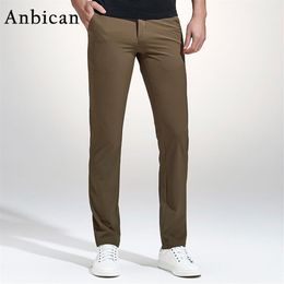 Anbican Moda Caqui Pantalones Casuales Hombres 2017 Primavera Nuevo Ocio Negocios Pantalones Delgados Hombres Algodón Trabajo Chinos Vestido Pants210h