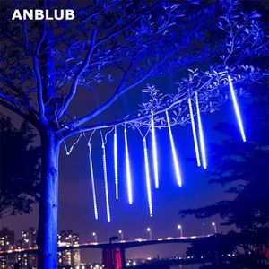 ANBLUB 30cm 50cm 8 tubes étanche pluie de météores pluie LED guirlandes lumineuses décoration de Noël en plein air pour arbre à la maison EU / US Plug 211109