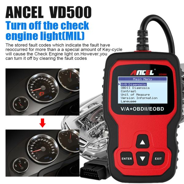 ANCEL VD500 OBD2 SCANNER CONTRÔLE DE VÉRIFICATION LECTRE LECTURE LECTURE EPB ABS SRS CODE READER CAR TOL DE DIAGNOSTIC POUR VAL VW AUDI SKODA