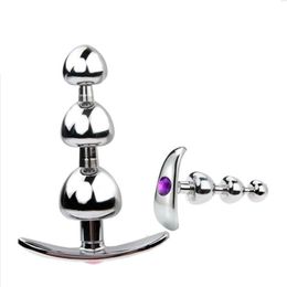 Anchor en forme d'ancrage en acier inoxydable bouchon anal crosse cristallins bijoux en métal perles d'expander dilator gode g spostate masseur de beauté articles