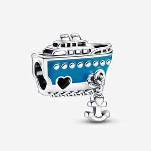 Bateau de croisière ancré en argent Sterling 925, breloque Pandora en émail Moments pour femmes, adapté à la sœur originale par Bracelets, bijoux 792198C01 Andy Jewel