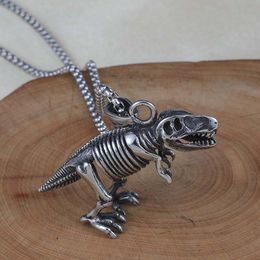 Oude leeftijd dinosaurus schedel hanger ketting roestvrijstalen kettingen ketting man hiphop mode fijne sieraden