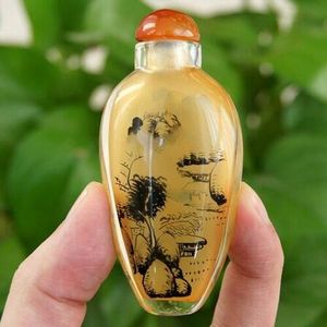 Ancient China Exquisite Handgemaakte Binnen Painting Landscap Glas Snuff Fles