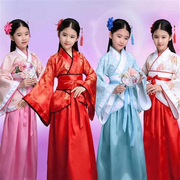 Disfraz chino antiguo para niños, vestido de siete hadas Hanfu, ropa, actuación de danza folclórica, vestido tradicional chino para niñas 11903