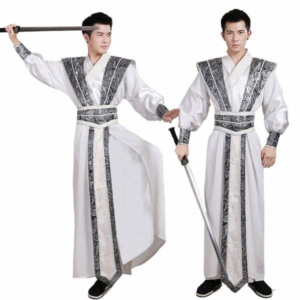 Costume chinois ancien hommes tenue de scène pour les hommes de la dynastie Costume Hanfu Robe en satin chinois traditionnel Dr hommes i49b #