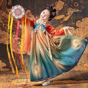 Oude Chinese Stijl Ru Rok zijde Tang-dynastie Kostuum Meisjes Kinderen Kimono Dans jurk cosplay Hanfu set 240220