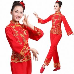 Femmes chinoises anciennes danse folklorique li pour femme hanfu femmes nouvel an Fan Yangko vêtements de scène glisser plus jeune o4Dh #