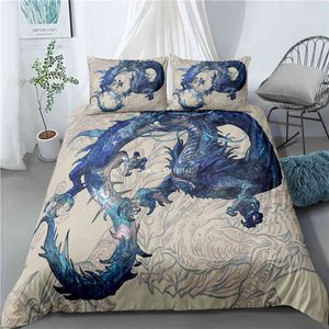 Ancient Dragon Patroon high-definition digitale print beddengoed set dubbele koningin down quilt cover kussensloop home textiel