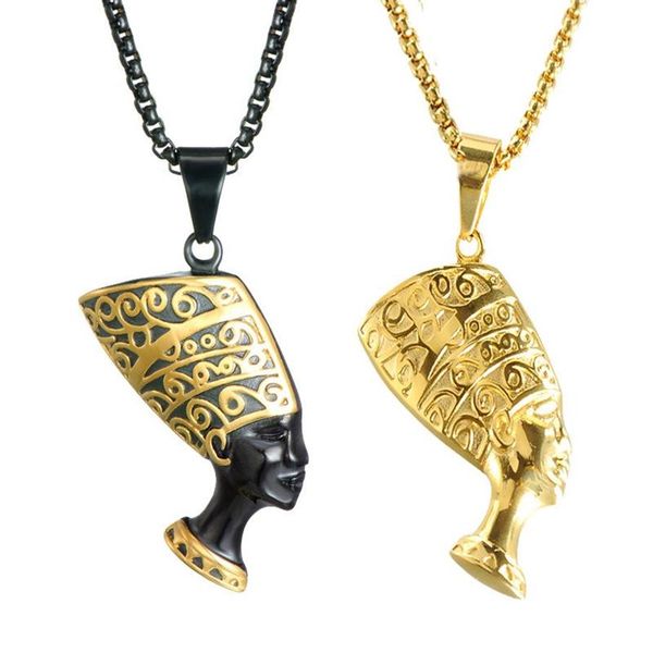 Collares con colgante de reina del porno del Antiguo Egipto para mujer, collar de Faraón Cleopatra, joyería de acero inoxidable 268P