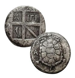 Oude Griekse Eina Turtle Silver Coin Aegina Aegina Zee Turtle Badge Roman Mythology Carving Collection5911130