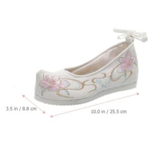 Chaussures Hanfu anciennes : 1 paire de chaussures à lacets Mary brodées en tissu de style chinois, adaptées aux femmes et aux filles