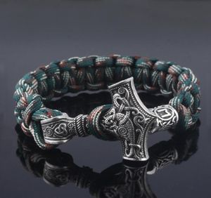 Ancient Norse Viking Men Bracelets Paracord Amulet Runes Beads Corde à main enveloppe scandinave Bangles Gift35233677711133