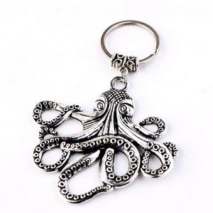 Ancien argent/bronze mer monstre porte-clés grand poulpe/calmar pendentif à breloque porte-clés hommes femmes vacances cadeau Steampunk porte-clés