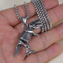 Collier pendentif dinosaure en argent antique crâne celtique colliers en acier inoxydable chaîne homme Hiphop mode bijoux fins