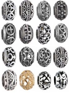 Ancient Silver Metals Flower Beads Originales Pulseras Joyas de baratijas colgantes para mujeres DIY Making9537345
