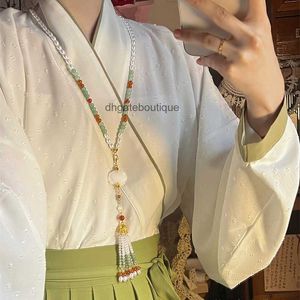 Style ancien style Ming collier pressé collier de perles nouveau style chinois long gland dos nuage décolleté doux style chinois Hanfu cheval visage jupe accessoires