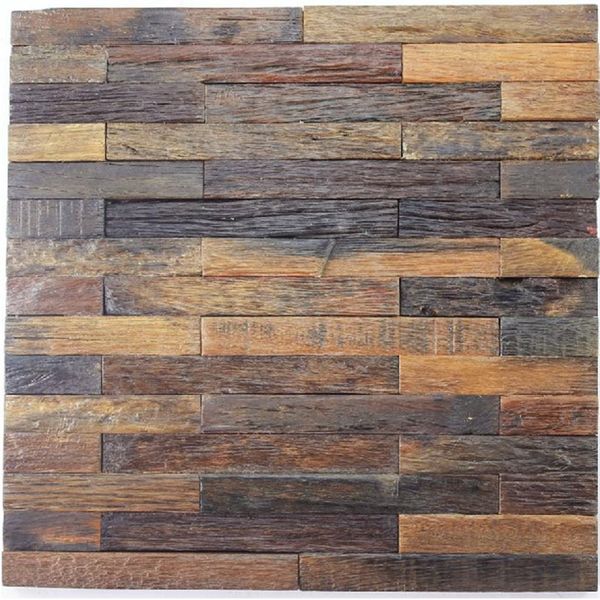 Carrelage mural en bois ancien dosseret NWMT010 panneau en bois naturel mosaïque décoration murale carreaux de mosaïque252a