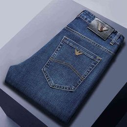 y Otoño Invierno Jeans de hombre Cintura media Tubo recto Slim Fit Busin Casual Marca elástica