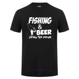 En bier leven de droom grappige verjaardagscadeau voor mannen man fishinger visser katoenen korte mouw t-shirt T-shirt 210629