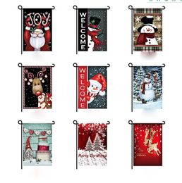 en zegene kerst Postcard -serie tuinvlaggen Dubbele afdrukken Santa Claus hangende foto zonder vlag 0719