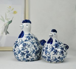 en blauw wit keramische kip creatief bruiloft cadeau woonkamer pasgetrouwde tv -kast huis meubels ornamenten4225191