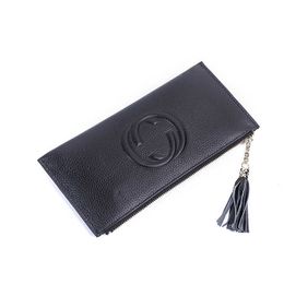 en nieuwe Tassel Leather Dames Long Money Clip Layer Cow Leather Purse Dames Ultradunne handtas