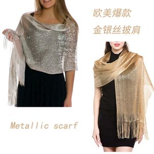 and Sier Gold Flat Scarves Brides, Dances, Weddings, Parties, Evening Gowns, Shawls for Women