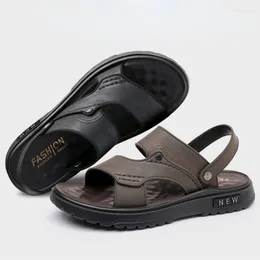 et pantoufles Sandales d'été pour hommes Chaussures de plage à semelle adulte en cuir