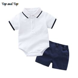 et Top Baby Clothing Set Coton Coton Colaire à manches Régites à manches courtes + Shorts Boys garçons tenues Toddler Boy Clothes 210309