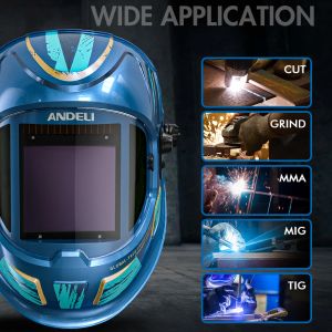 ANDELI AUTO DURANCING Soudage Casque grand écran 180 ° Voir True Color Solar Souder Masque 4 Capteurs d'arc 1/1/1/2 HOOD OPTIQUE