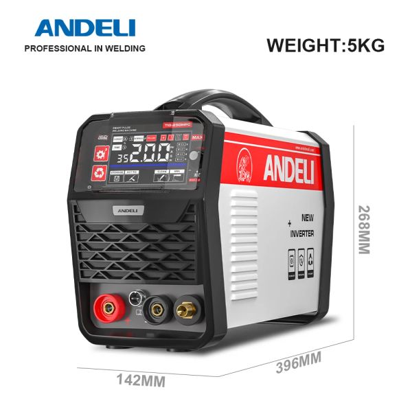 Andeli Tig Welding Machine Pulse MMA Clean 3 in 1 écran LED onduleur DC TIG Soudage arc pour les débutants