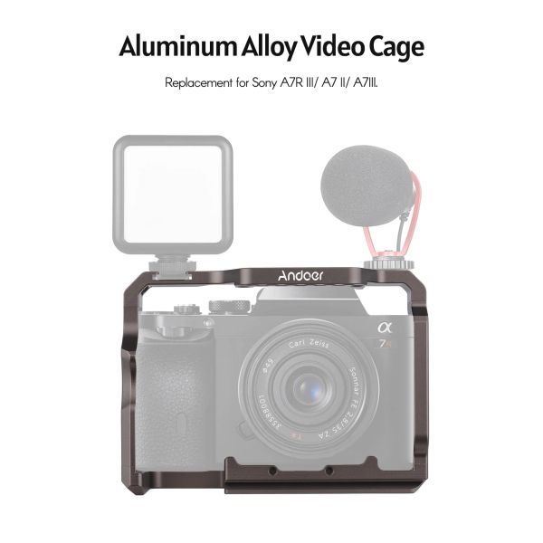 Andoer Camera Cage Kit pour Sony A7R III / A7 II / A7III ALLIAGE D'ALUMINUM AVEC AVEC PRIPAGE VIDEO PRIPE TOP HANDEEN GRIP