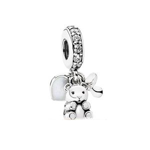 Andora Precious 925 zilveren string beren hanger diamanten hanger ketting paar sieraden Qi xi Valentijnsdag geschenk