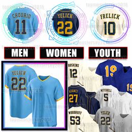 22 Christian Yelich Jersey 11 Jackson Chourio Baseball 12 Rhys Hoskins 10 Sal Frelick City Connect Garrett Mitchell Brewers William Contreras Joey Wiemer Eric Haase