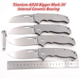 Andrew Demko Ad20.5 Shark Knife Keramisch lager Titanium handvat D2 staal Vouwen Tactisch Camping Jacht Zakmessen EDC Tool Utility Messen