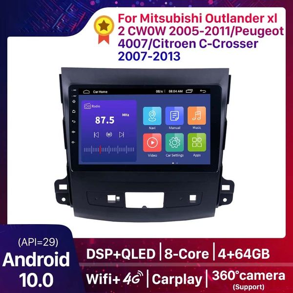 Android 10,0 2Din coche dvd Radio GPS reproductor Multimedia para Mitsubishi Outlander xl 2 CW0W 2005-2011 Citroen c-crosser