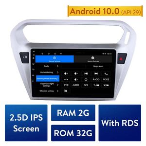Lecteur dvd de voiture Android 10.0 9 pouces Support de Navigation GPS TPMS IPS OBDII pour Peugeot 301 Citroen Elysee 2014-2016