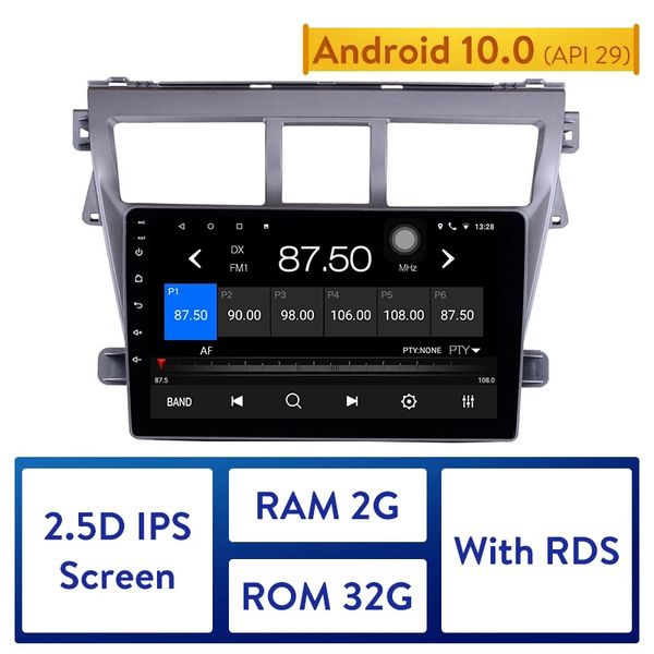 Reproductor Multimedia Android 10,0 para coche dvd GPS para Toyota VIOS 2007-2012 compatible con TPMS DVR cámara de respaldo USB AUX WIFI