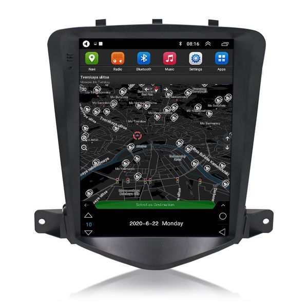 Android 10.0 Car Dvd Gps Reproductor de radio estéreo multimedia para Chevrolet Cruze 2008-2013 Sistema de navegación TPMS DVR OBD II Cámara trasera AUX WiFi