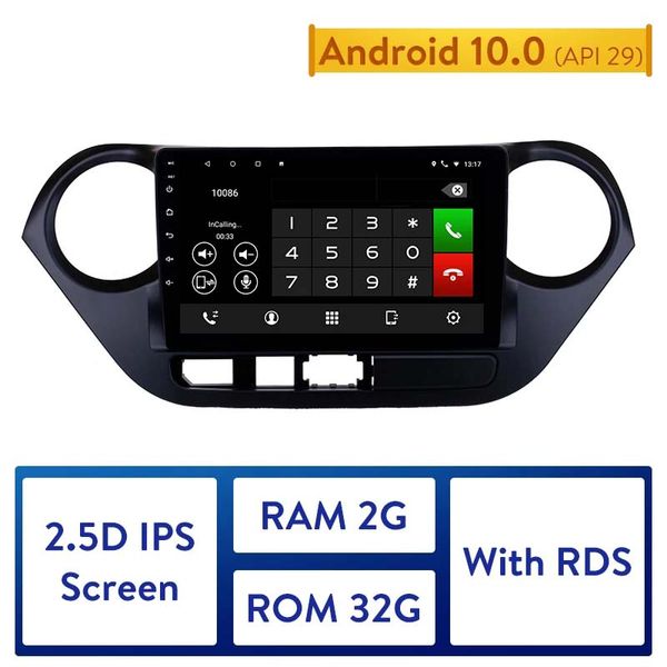 Android 10.0 Coche DVD GPS Radio Player para 2013-2016 Hyundai i10 Grand I10 Drive Drive Drive Unit Unit Support Cámara de respaldo
