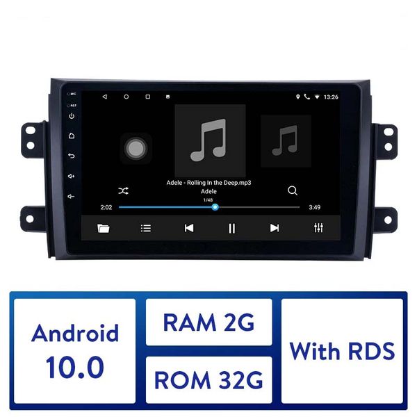 Lecteur Radio dvd de voiture Android 10.0 pour 2006-2012 Suzuki SX4 9 pouces 2Din 2.5D écran GPS unité Support caméra arrière DVR