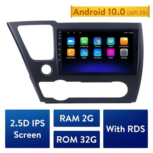 Lecteur de Navigation GPS dvd de voiture à écran tactile HD Android 10.0 pour 2014-2017 HONDA CIVIC unité stéréo automatique multimédia 9 
