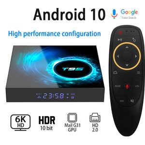 Android 10.0 TV Box 6K 4K 1080P Allwinner H616 Quad Core 4 Go 32 Go 64 Go Wifi 2.4G 5G Lecteur multimédia double bande Set Top Box T95 G10 Commande vocale
