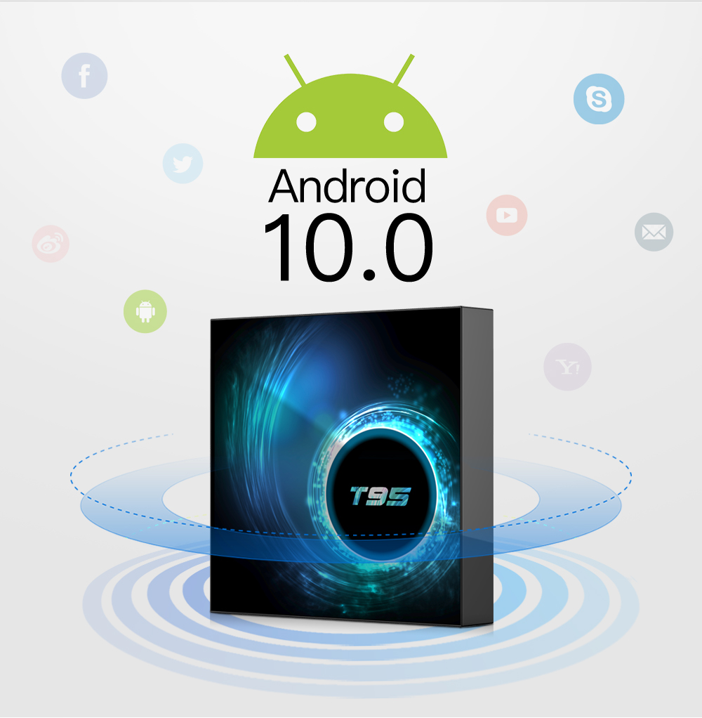 Android 10.0 TV Box T95 4G ​​32GB Allwinner H616 Dört Çekirdek 6K H.265 USB 2.0 2.4GHz WiFi Destek Youtube, Netflix