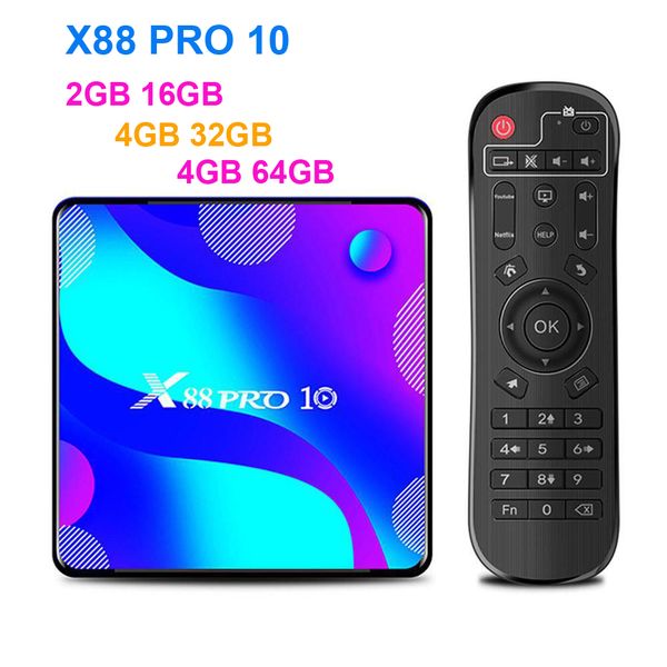 Android 11.0 TV BOX X88 PRO 10 Rockchip RK3318 4GB 64GB 32GB 4K TV BOX Support Player Store Set Top Box