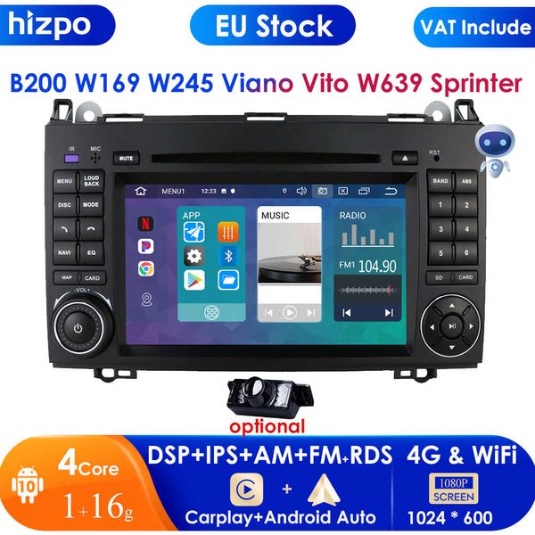 Android 10 2 Din Auto Radio coche DVD GPS para Mercedes Benz B200 Clase B W169 W245 Viano Vito W639 Sprinter W906 Bluetooth Carplay