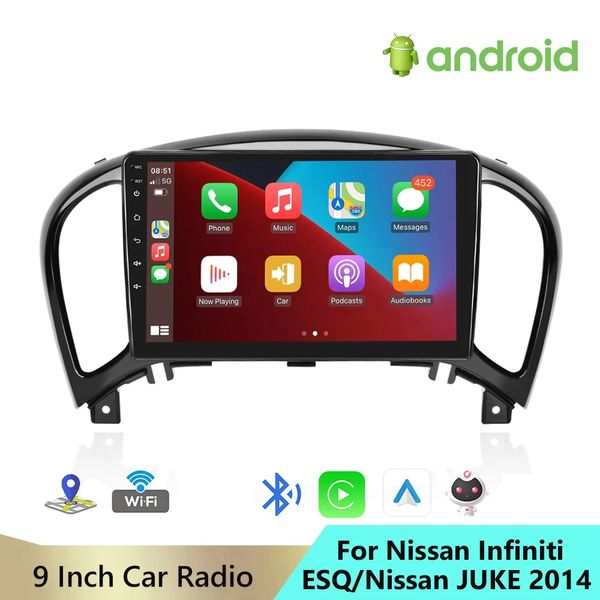Lecteur audio vidéo de voiture Android 10 9 pouces pour NISSAN JUKE 2010-2014 Navigation GPS avec Playstore